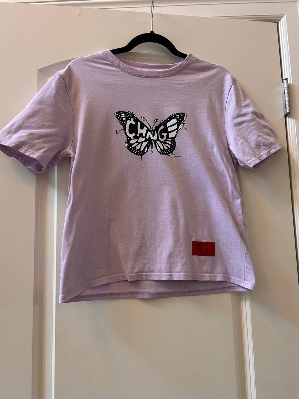 CHNGE Lilac Lavender 100% Organic Cotton boxy Butterfly oversized t. Sustainable